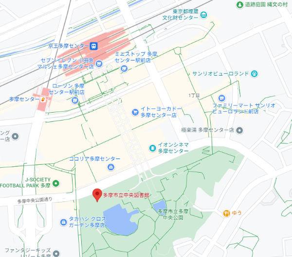 多摩市立中央図書館地図